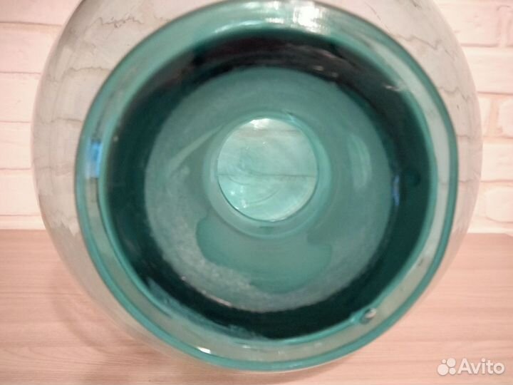 Бутыль старинная стеклянная бирюзовое стекло 20л