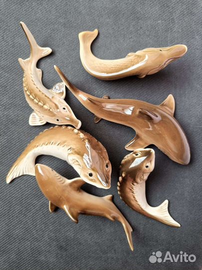 Статуэтка фарфор рыбы аз и клоун кобальт