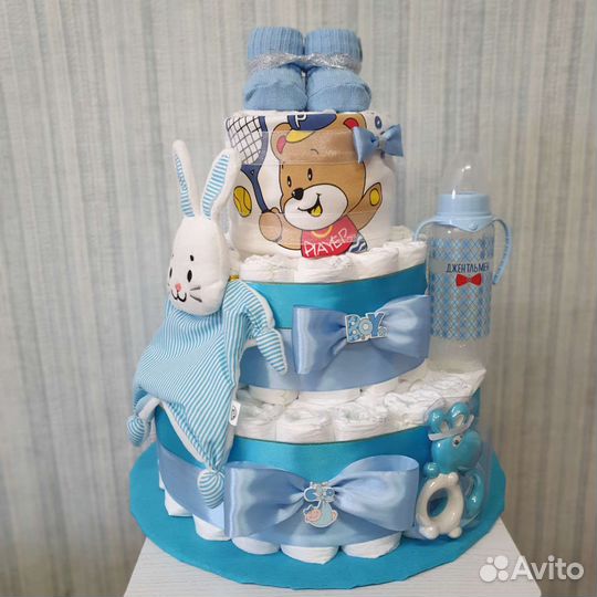 Торт из памперсов, подарок на рождение