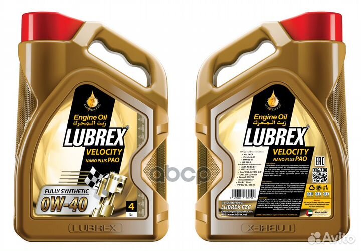 Lubrex velocity nano plus PAO 0W-40 SN/CF A3/B4