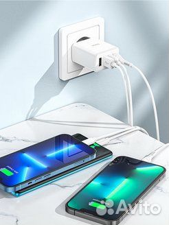 З.У. hoco сетевое C102A 4xUSB QC3.0 18W белое быст