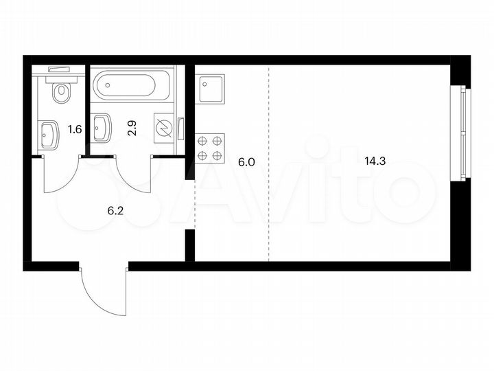 Квартира-студия, 31 м², 1/25 эт.