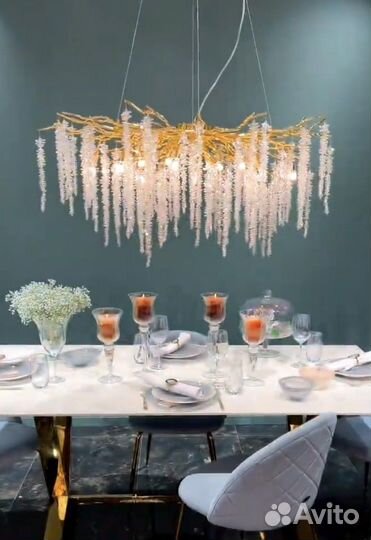 Люстра с хрустальными гроздьями 100х40 см