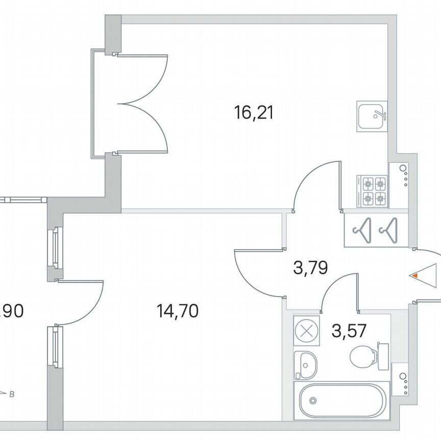 1-к. квартира, 40 м², 3/4 эт.