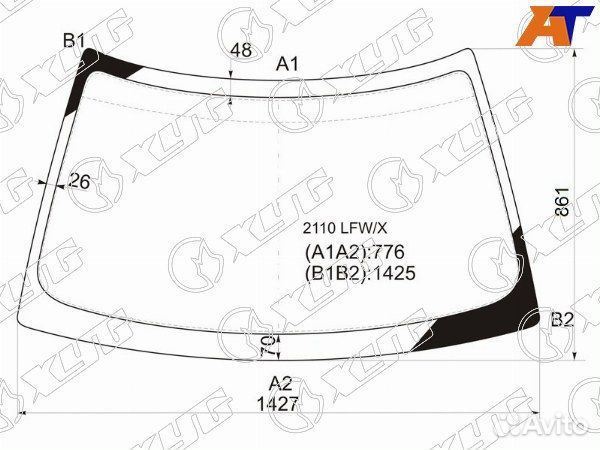 Стекло лобовое LADA 2111 1997-2014