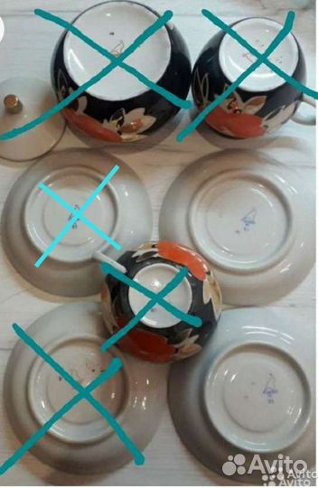 Чайный сервиз Красная роза/Красный тюльпан, Дулево