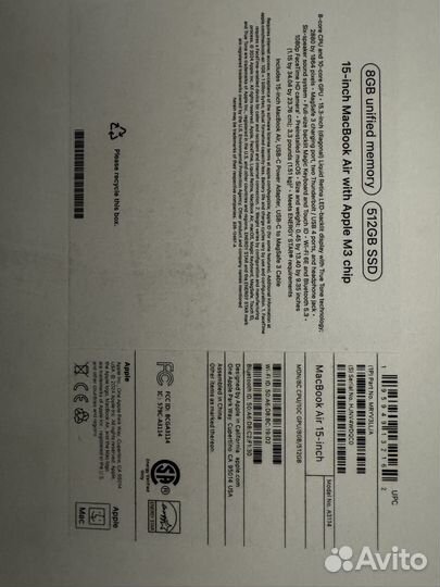 Apple macbook air 15 m3 8/512