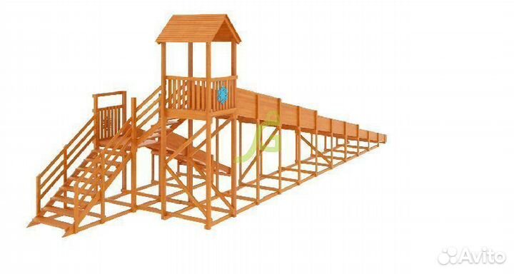 Зимняя деревянная горка Snow Fox (12 м) с двумя ск