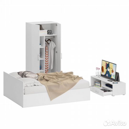 Спальня белая Стандарт № 3 Стандарт с кроватью 1600, цвет белый, спальное место 1600х2000 мм., без м