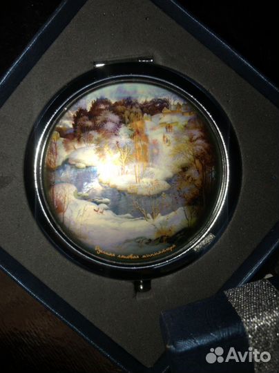 Зеркало карманное русская лаковая миниатюра