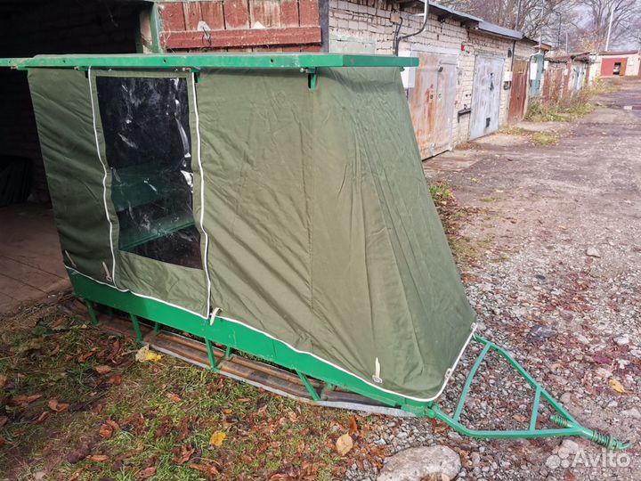 Сани для снегохода с тентом