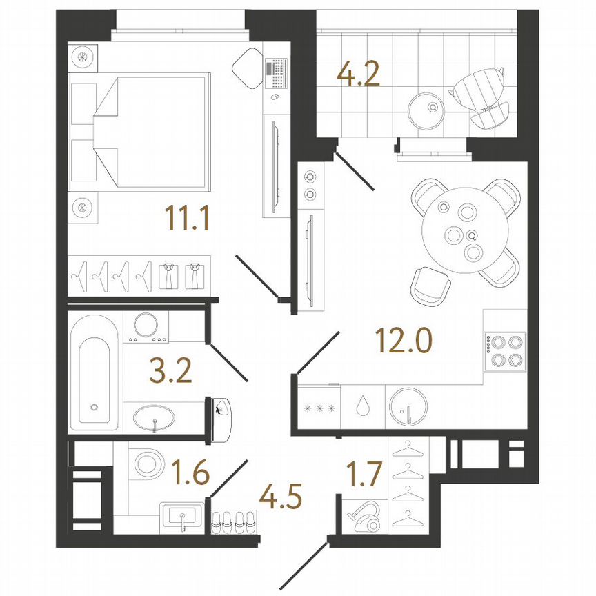 1-к. квартира, 34 м², 8/12 эт.