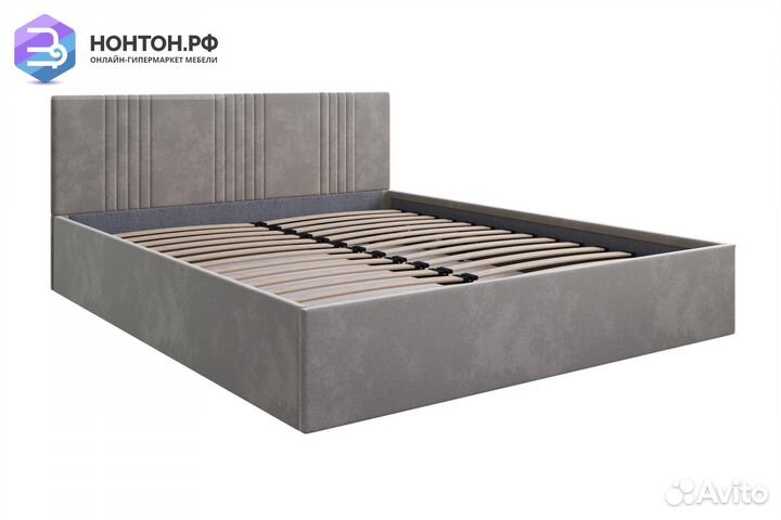 Кровать Амелия велюр светло-серый