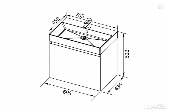 Тумба под раковину для ванной 70 Нью-Йорк