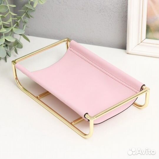 Подставка для мелочей металл, кожзам 'Сканди' блед