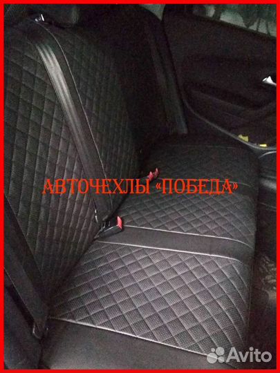 Чехлы Mitsubishi L200 из экокожи чёрные Ромб