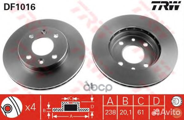 Диск тормозной перед DF1016 TRW
