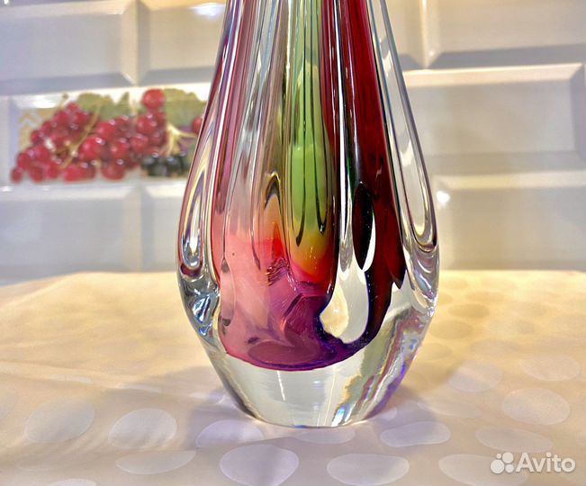 Хрустальная разноцветная Ваза Богемия