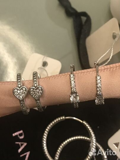 Серьги кольца Pandora