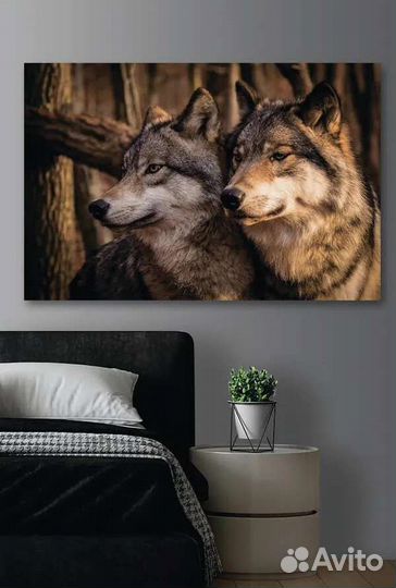 Картина маслом два волка