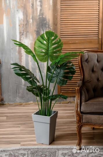 Искусственная Монстера комнатная в кашпо икеа