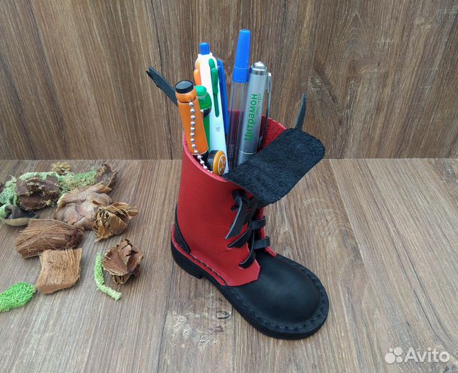 Ботинок - карандашница. Карандашница. Нат. кожа