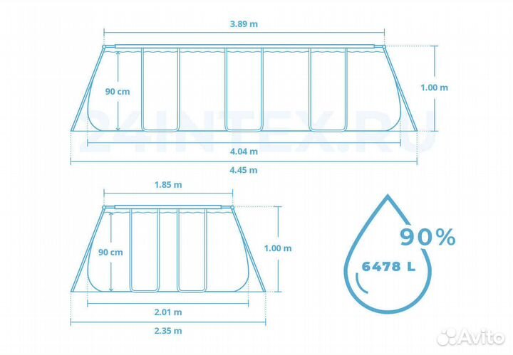 Бассейн прямоугольный каркасный