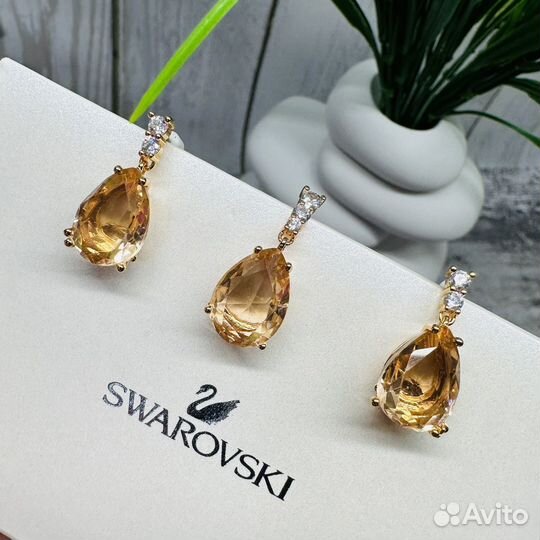 Серьги swarovski, кулон подвеска swarovski