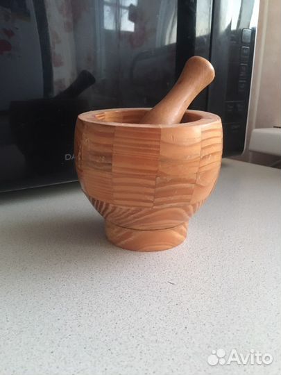 Ступка с пестиком дерево новая