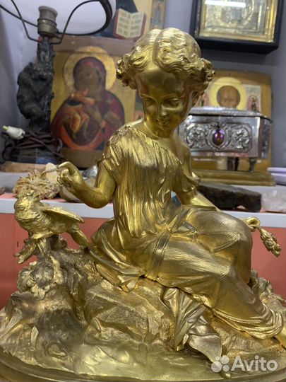 Часы каминные золочение 19 век