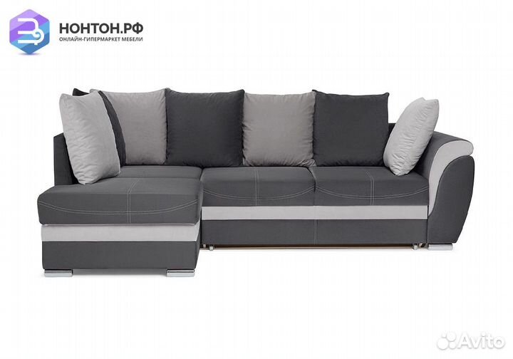 Диван угловой дельфин Стефани темно-серый / серый