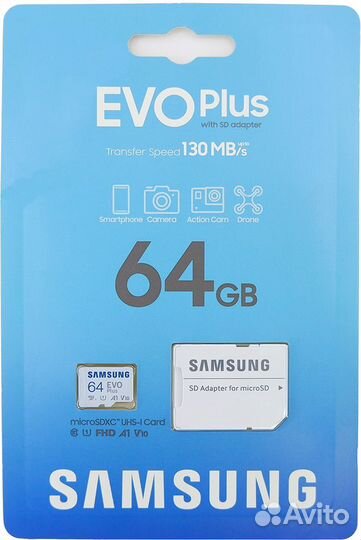 Карта Samsung EVO Plus 64GB UHS-I (MB-MC64KA/AM)