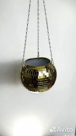 Кашпо из диско шара / кашпо из зеркальной мозаики