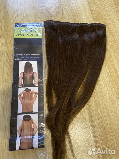 Натуральные волосы на заколках