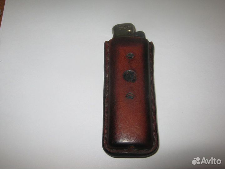 Портсигар кожаный, чехол для зажигалки, спичечница