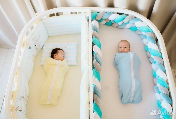 Кроватка для двойни Premium Baby Twins белая новая