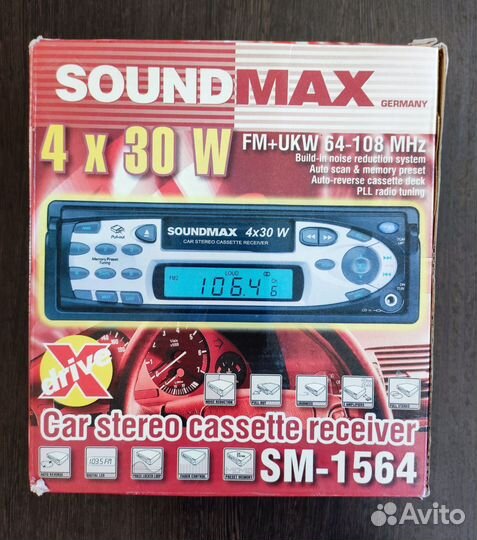 Кассетная автомагнитола soundmax SM- 1564