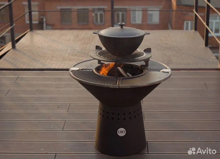 5 в 1: угольный и дровяной гриль, казан, мангал