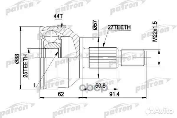 Шрус наружн к-кт 27x57x25 ABS:44T ford: mondeo