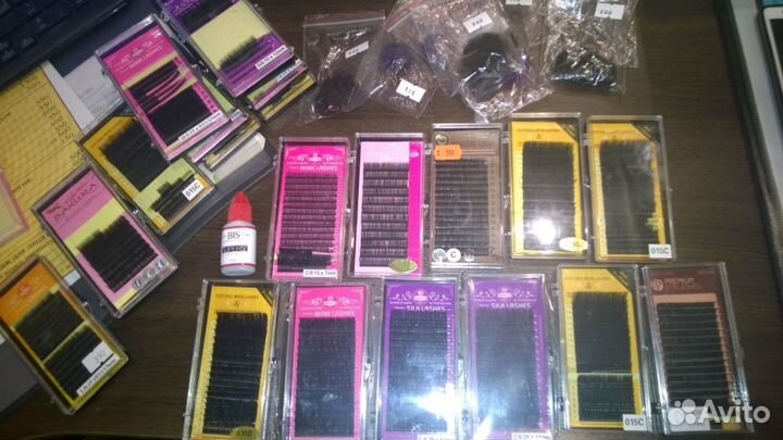 Ресницы для наращивания, клей, пинцеты, стартовые