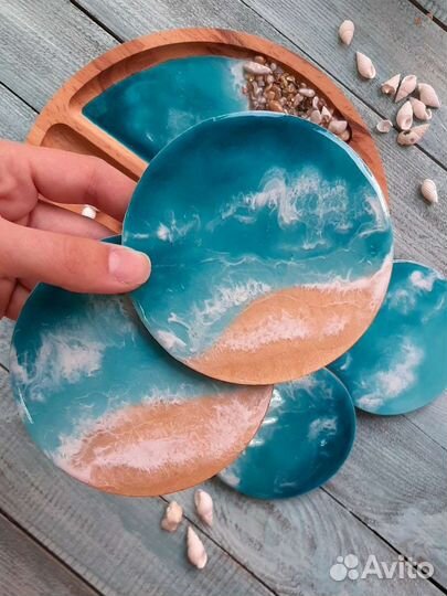 Подставки под бокалы с эпоксидной смолой