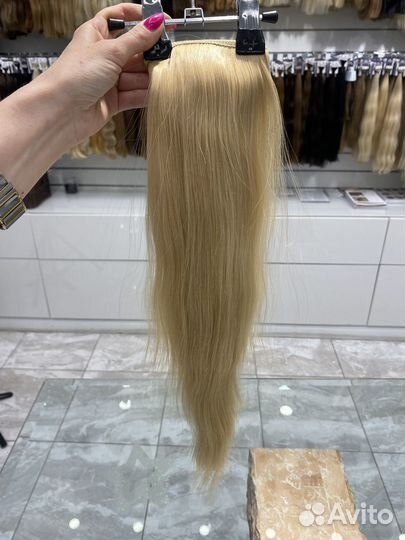 Хвост шиньон из натуральных волос 50см