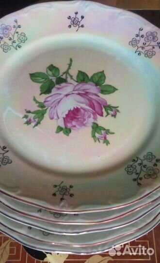 Тарелки гдр роза перламутр