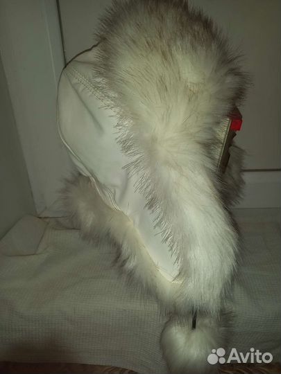 Шапка ушанка женская кожаная с мехом