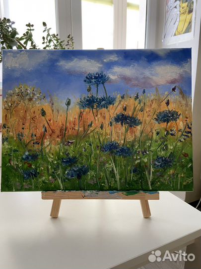 Картина маслом на холсте Васильки