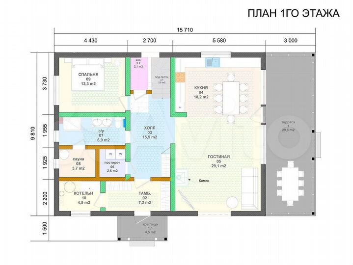 Коттедж 208,3 м² на участке 10 сот.