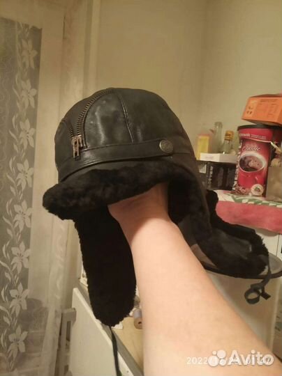 Шапка ушанка кожаная на мальчика