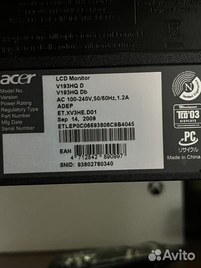 Монитор Acer V193HQ