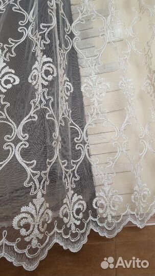 Тюль штора сетка набивная выс.2.75. люверсы.дубай