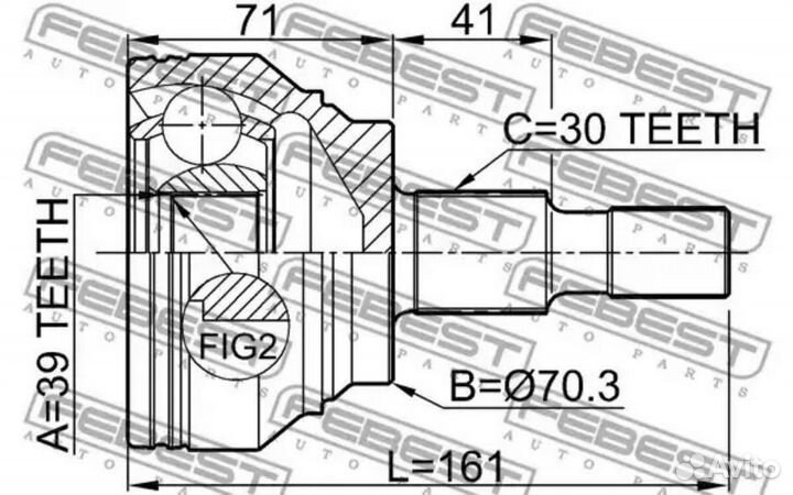 Febest 1610-164 шрус внешний перед прав/лев